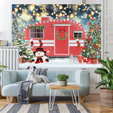 Load image into Gallery viewer, Lofaris Red Car Christmas Tree Snowman Bokeh Backdrop for Party