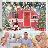 Load image into Gallery viewer, Lofaris Red Car Christmas Tree Snowman Bokeh Backdrop for Party