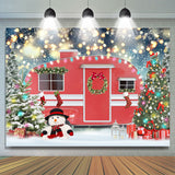Load image into Gallery viewer, Lofaris Red Car Christmas Tree Snowman Bokeh Backdrop for Party