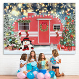 Load image into Gallery viewer, Lofaris Red Car Christmas Tree Snowman Bokeh Backdrop for Party