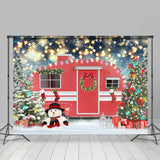Load image into Gallery viewer, Lofaris Red Car Christmas Tree Snowman Bokeh Backdrop for Party