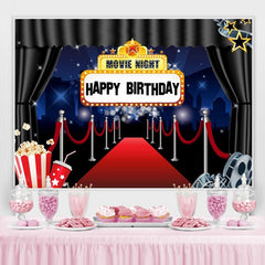Lofaris Red Carpet Marquee Movie Night Happy Birthday Backdrop