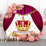 Load image into Gallery viewer, Lofaris Red Crown Curtain Welcome Princess Circle Baby Shower Backdrop