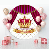 Load image into Gallery viewer, Lofaris Red Crown Curtain Welcome Princess Circle Baby Shower Backdrop