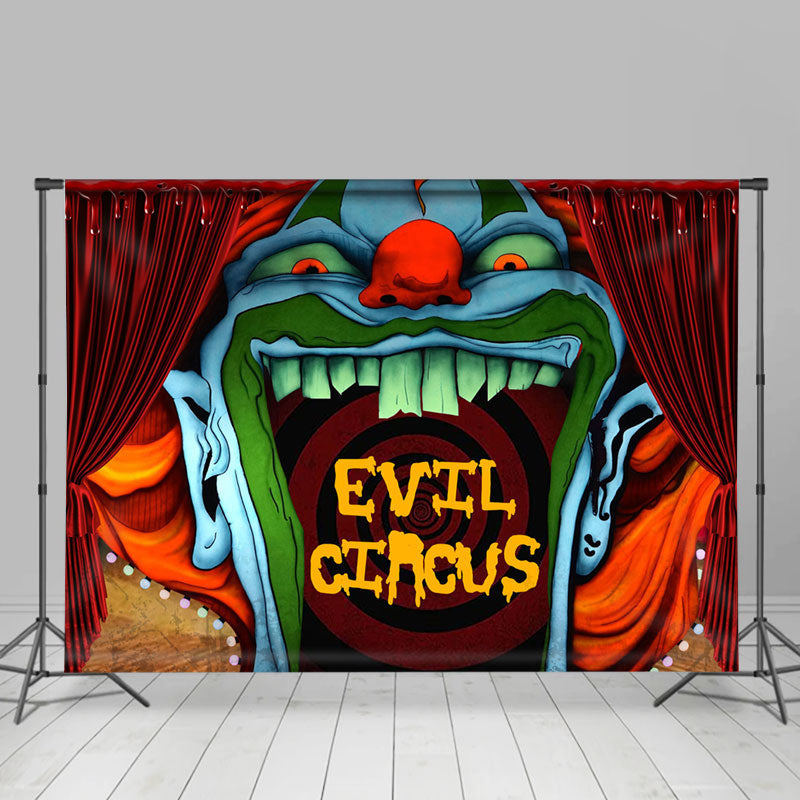 Lofaris Red Curtain And Evil Circus Halloween Theme Backdrop