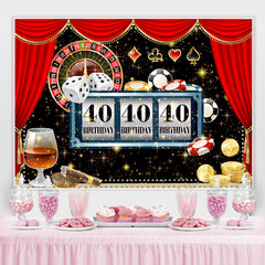 Lofaris Red Curtain Turntable Dice Backdrop For 40Th Birthday