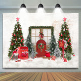 Load image into Gallery viewer, Lofaris Red Door And Christmas Green Tree White Backdrop For Party