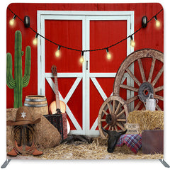 Lofaris Red Door Cowboy Double-Sided Backdrop for Birthday