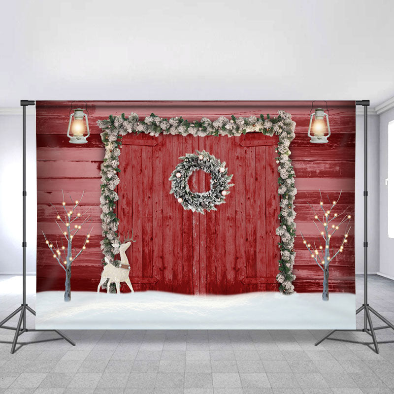 Lofaris Red Door Elk Sconce Lights Tree Backdrops for Christmas