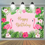 Load image into Gallery viewer, Lofaris Red Flamingos and Tropical Plants Birthday Backdrop