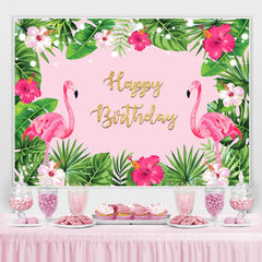 Lofaris Red Flamingos and Tropical Plants Birthday Backdrop