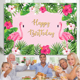 Load image into Gallery viewer, Lofaris Red Flamingos and Tropical Plants Birthday Backdrop