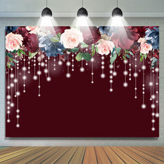 Lofaris Red Floral And Light Birthday Backdrop For Decoration