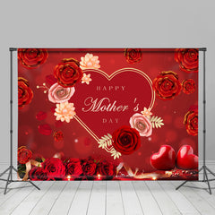 Lofaris Red Floral And Love Bokeh Happy Mothers Day Backdrop