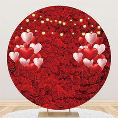 Lofaris Red Full Of Rose And Heart Balloons Circle Backdrop