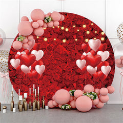 Lofaris Red Full Of Rose And Heart Balloons Circle Backdrop