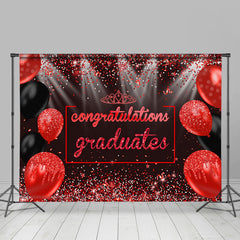 Lofaris Red Glitter Balloons Congrats Graduation Backdrop