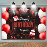 Load image into Gallery viewer, Lofaris Red Glitter Flags And Balloons Happy Birthday Backdrop