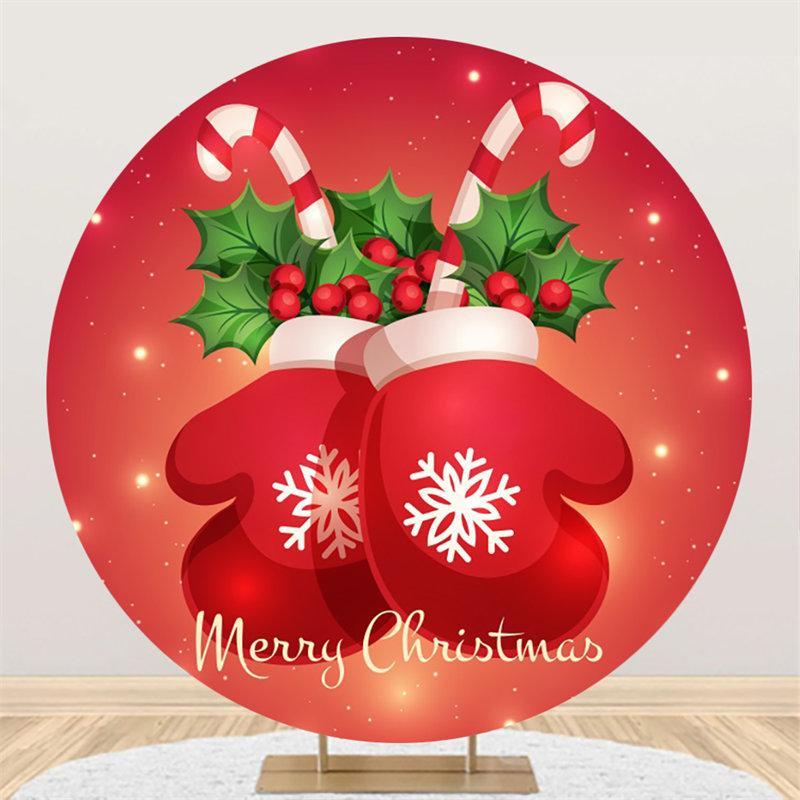 Lofaris Red Glove Snowflake Circle Backdrop For Merry Chrismas