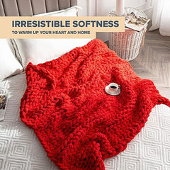 Lofaris Red Handmade Bearaby Weighted Chunky Knit Throw Blanket