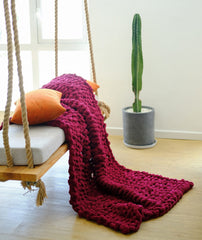 Lofaris Red Handmade Super Soft Chenille Thick Chunky Knit Blanket