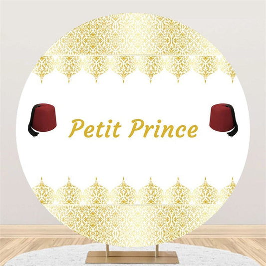 Lofaris Red Hat Petit Prince Round Gold White Baby Shower Backdorp