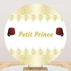 Lofaris Red Hat Petit Prince Round Gold White Baby Shower Backdorp