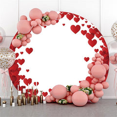 Lofaris Red Hearts Round Simple Happy Valentines Backdrops