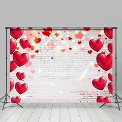Lofaris Red Love Ballons And White Brick Valentines Backdrop