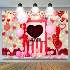 Lofaris Red Love Ballons With Wood Floor Valentines Backdrop