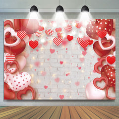 Lofaris Red Love Bokeh With Brick Valentines Day Backdrops