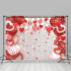 Lofaris Red Love Bokeh With Brick Valentines Day Backdrops