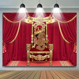 Load image into Gallery viewer, Lofaris Red Our Little Prince Baby Shower Backdrop For Boy