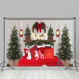 Load image into Gallery viewer, Lofaris Red Pillow Christmas Tree Lights Photo Backdrop for Family