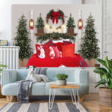 Load image into Gallery viewer, Lofaris Red Pillow Christmas Tree Lights Photo Backdrop for Family
