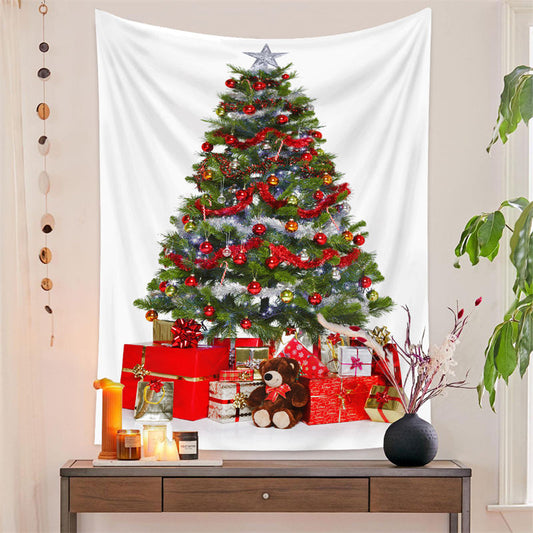 Lofaris Red Ribbon Christmas Tree Gifts Room Wall Tapestry