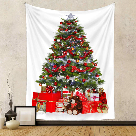 Lofaris Red Ribbon Christmas Tree Gifts Room Wall Tapestry