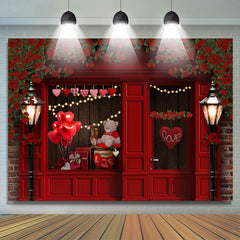 Lofaris Red Rose And Love Light Brick Theme Wedding Backdrop