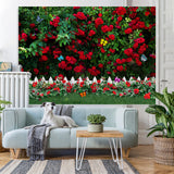 Load image into Gallery viewer, Lofaris Red Rose Green Leaves Butterfly Garden Spring Backdrop