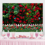 Load image into Gallery viewer, Lofaris Red Rose Green Leaves Butterfly Garden Spring Backdrop