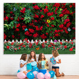 Load image into Gallery viewer, Lofaris Red Rose Green Leaves Butterfly Garden Spring Backdrop