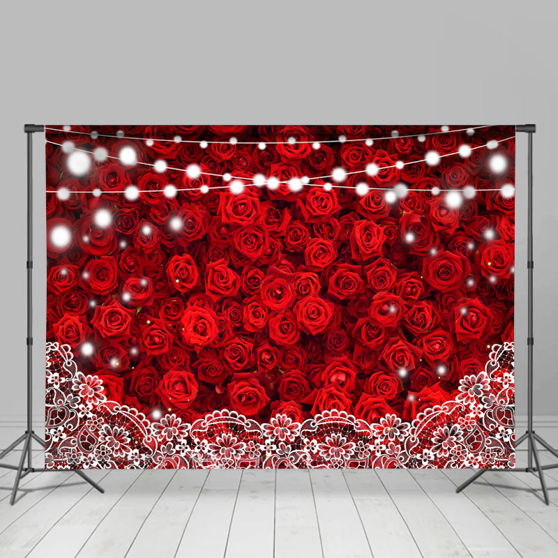 Lofaris Red Roses With Light Valentines Backdrop For Party