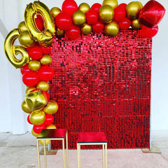 Lofaris Red Shimmer Wall Panels For Engagement Event Party Decor