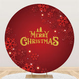 Load image into Gallery viewer, Lofaris Red Snowflake Theme Merry Christmas Circle Backdrop