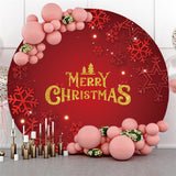 Load image into Gallery viewer, Lofaris Red Snowflake Theme Merry Christmas Circle Backdrop