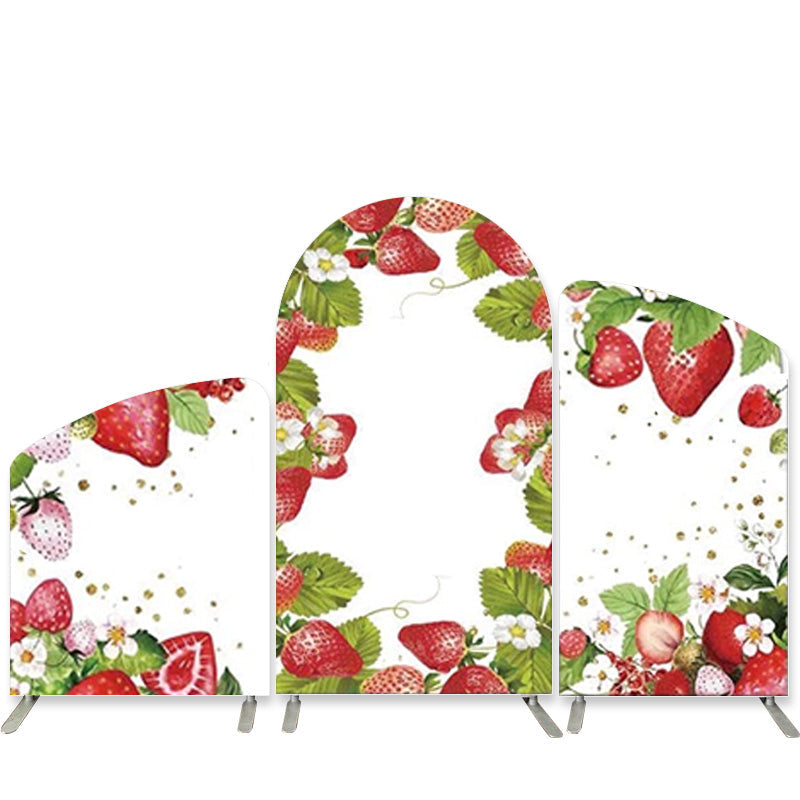 Lofaris Red Strawberry White Happy Birthday Arch Backdrop Kit