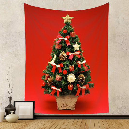 Lofaris Red Theme Christmas Tree Wall Hanging Room Tapestry