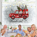 Load image into Gallery viewer, Lofaris Red Truck and Three Dwarfs Snow Christmas Backdrop