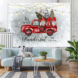 Load image into Gallery viewer, Lofaris Red Truck and Three Dwarfs Snow Christmas Backdrop