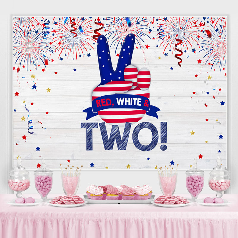 Lofaris Red White and Two Wood Fourth of July Birthday Backdrop